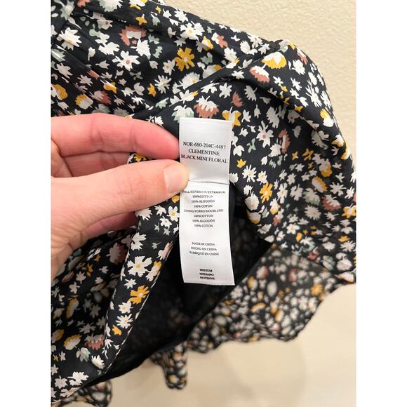 Rails Clementine Smocked Back Black and Floral Midi Dress Women's Size Medium - Picture 7 of 9